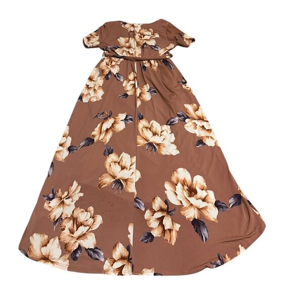 Pink Blush Rust Floral Hi-Low Maternity Wrap Dress Belt Stretch Soft Size Small - Picture 8 of 13